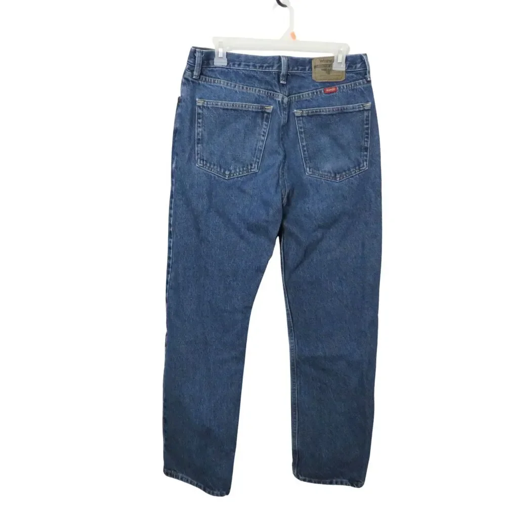 Wrangler Blue Jeans Mens Regular Fit 33x32 Medium Wash Straight Leg Casual